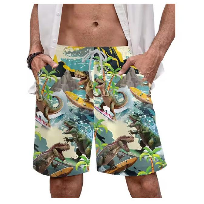 2026 Dinosaur Beach Casual Hawaiian T-Rex Surfing Men's Dragon Shorts Beach Pants