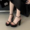 Eilyken Летняя мода Платформа Каблуки Узкий ремешок Квадратный носок Женские сандалии Ремешок с пряжкой Туфли для вечеринки