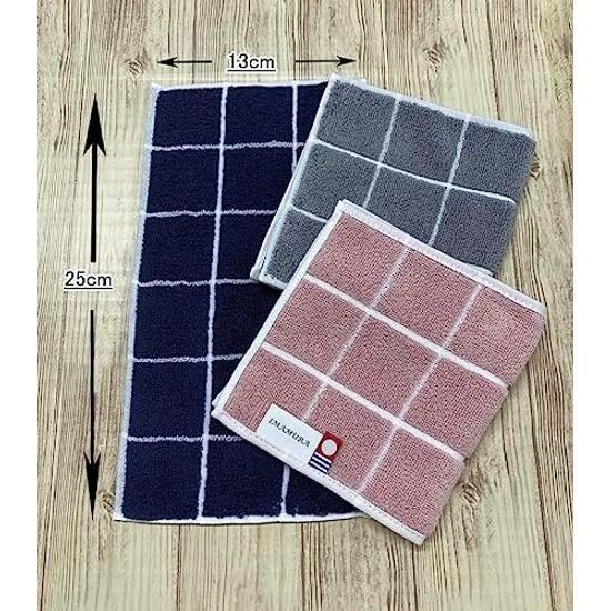 Imabari Towel Half Handkerchief Set 2 GrayNavy Approximately 13x25cm Graph Check Made Japan Absorbent