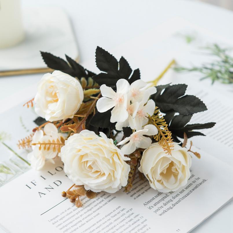 Искусственные цветы Шелковые розы Букет невесты Домашний декор Осенние свадебные аксессуары Распродажа Садовые искусственные пионы Гортензии Искусство Стена