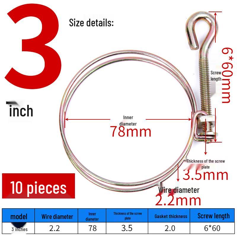 Hand-Tightened Galvanized Steel Hose Clamp for 2.5-3 Inch Pipes