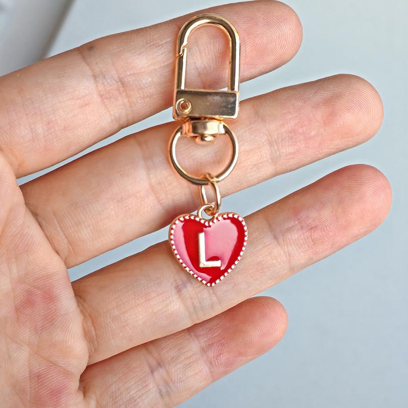 1PC Heart Shaped Gift 26 English Letters Design DIY Keychain Marker Love Keychain Creativity Lobster Buckle Red Metal Party