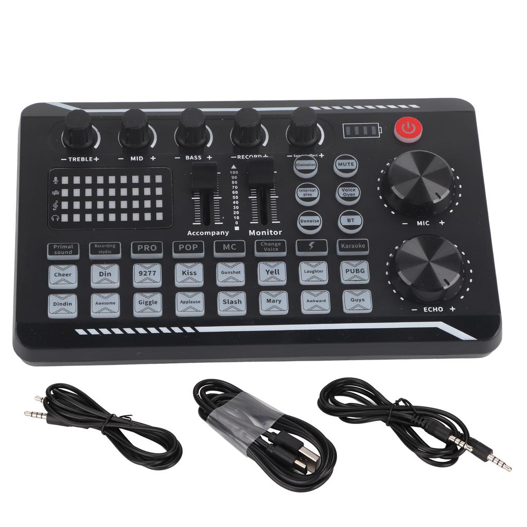F998 Live Sound Card 16 Bits 44.1KHz Dual Channel Multifunctional Sound Mixer for Computers Mobile Phones