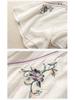 Women's 2024 Summer Cotton Linen Retro Embroidered Blouse with Frog Button and Diagonal Placket