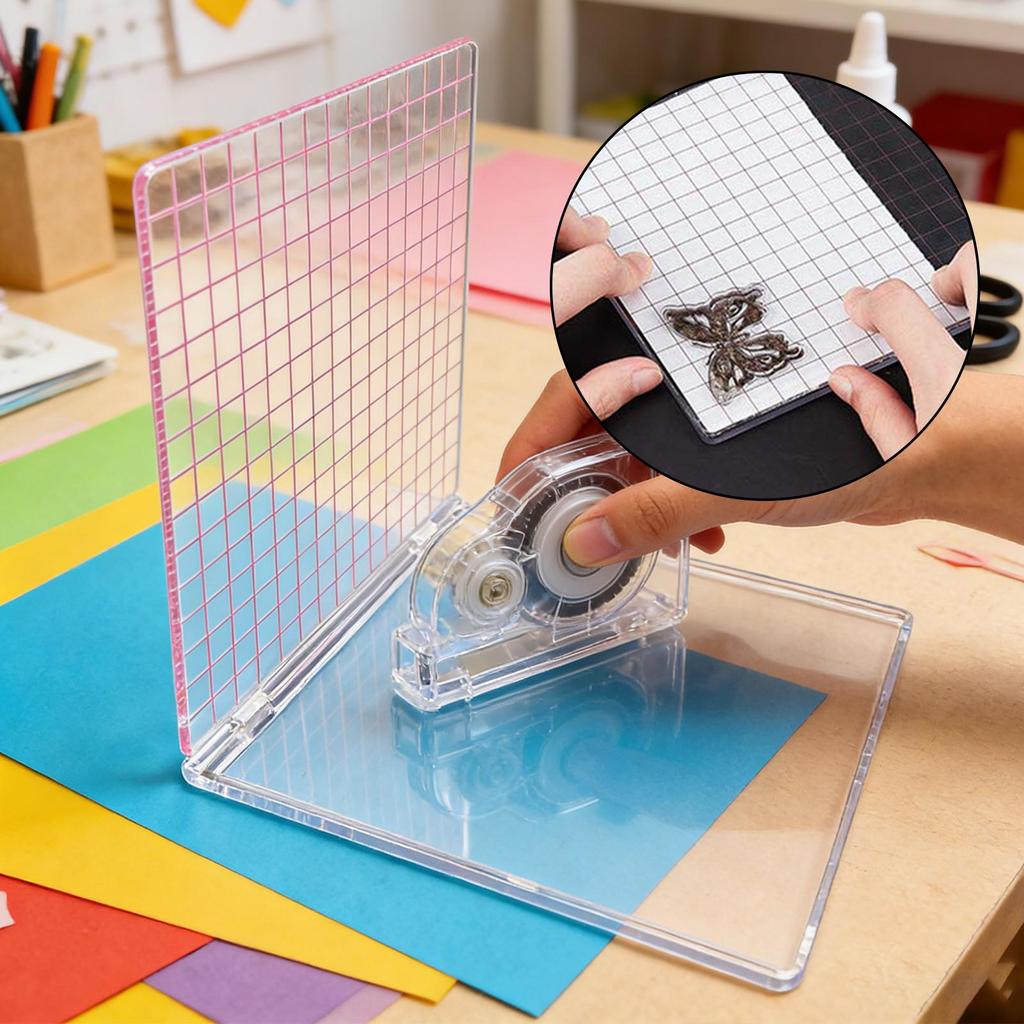 Accurate Acrylic Stamp Block Positioner Clear Grid Lines Multifunctional Tool for Ink Pad Card Scrapbooking