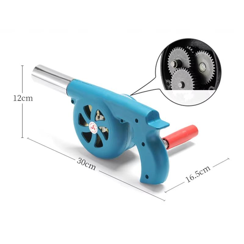 Portable Hand Blower with Manual Handle Speed Control and Metal Fan Blade for BBQ Picnic Outdoor Camping Hiking Cooking Tool