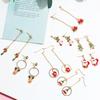 Christmas Creative Long Oil Drip Earrings, Simple Small Fresh Reindeer Cane Socks Studs, Trendy Accessories