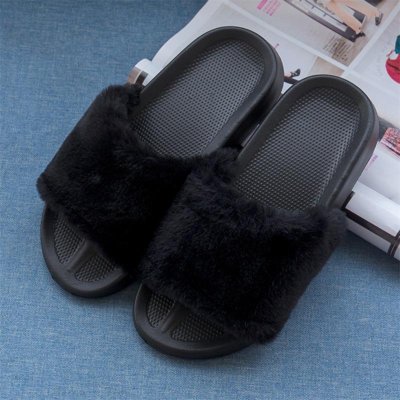 Новые женские тапочки, модные универсальные домашние плюшевые шлепанцы с плоской подошвой, домашние шлепанцы, осенне-зимние нескользящие тапочки