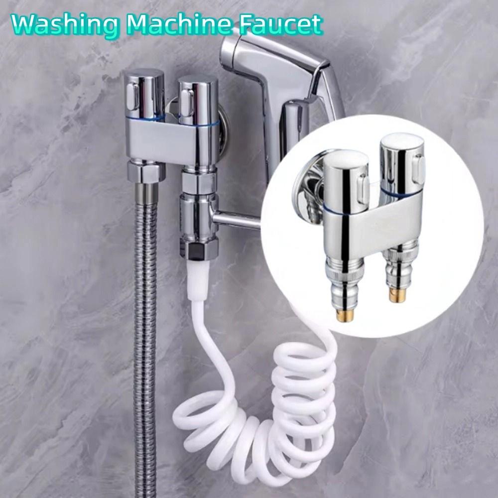 Dual Control Washing Machine Faucet Automatic Water Stop Angle Valve Bathroom