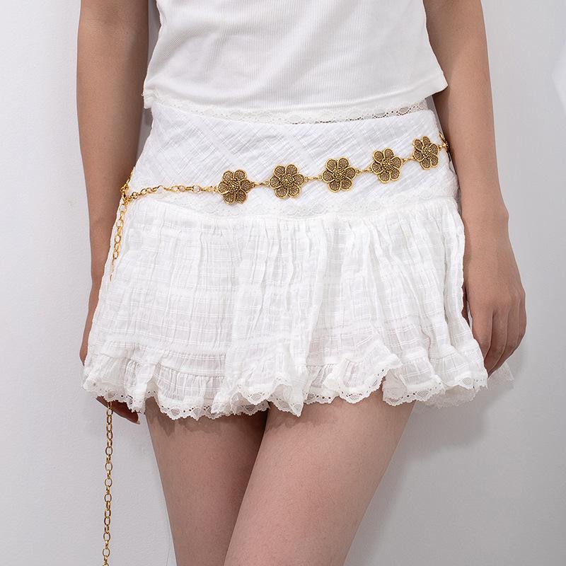 Атмосферная металлическая поясная цепочка, женский регулируемый пояс для платья, многослойный премиальный цепной ремень.