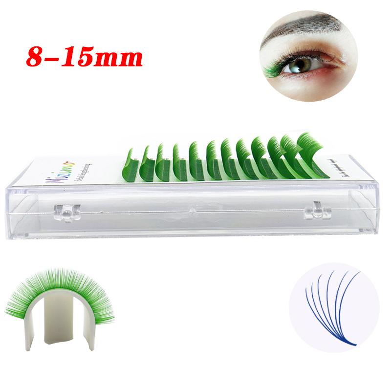 12 Rows Green Color Grafted False Eyelashes, Naturally Soft and Prolonged, Dramatic Eyelashes, Makeup Tools