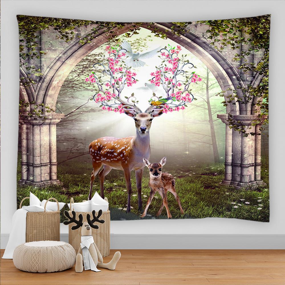 Идиллический гобелен с цветами, бабочками, зелеными растениями, настенный гобелен в стиле хиппи, мандала, покрывало, богемное искусство, декор для дома и комнаты