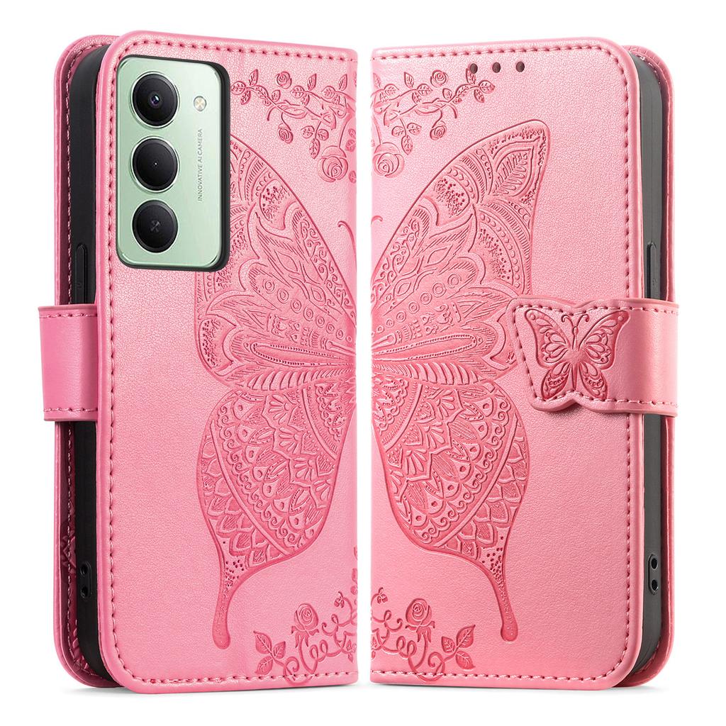 Для Xiaomi Redmi 15 4G (США) (171 мм) Чехол с ремешком с узором бабочки, кошелек из искусственной кожи, чехол для телефона