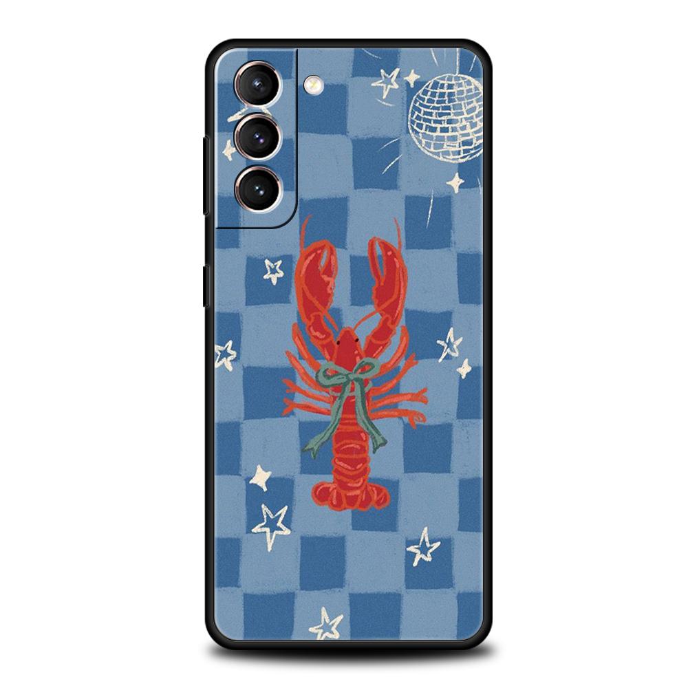 Чехол для телефона для Samsung Galaxy S25 Edge S24 S23 S22 S20 S21 FE Ultra S10 S10E Plus Мягкий ТПУ Морская жизнь, Крабы, Омары