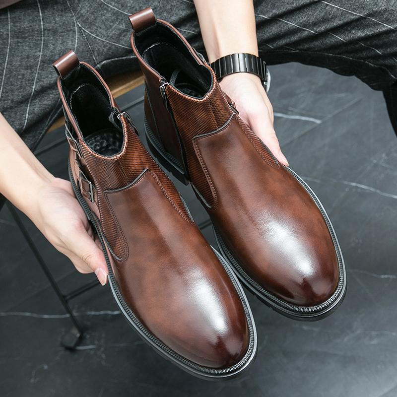 Мода Модные и трендовые новые мужские высокие кожаные туфли большого размера 46 универсальные дорожные британские дизайнерские деловые вечерние офисные туфли