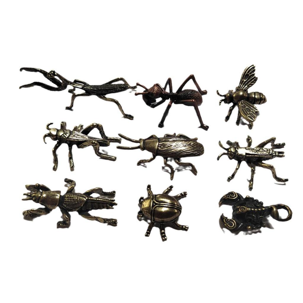 Brass Insect Tea Pet Ornaments: Mantis, Bee, Cricket, Ant, Cockroach, Beetle
