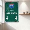 Винтажная металлическая вывеска Interstate 75 South Atlanta с эффектом старения Ретро дорожный щит Оловянная вывеска для мужской комнаты, бара, домашнего декора стен 8x12 дюймов