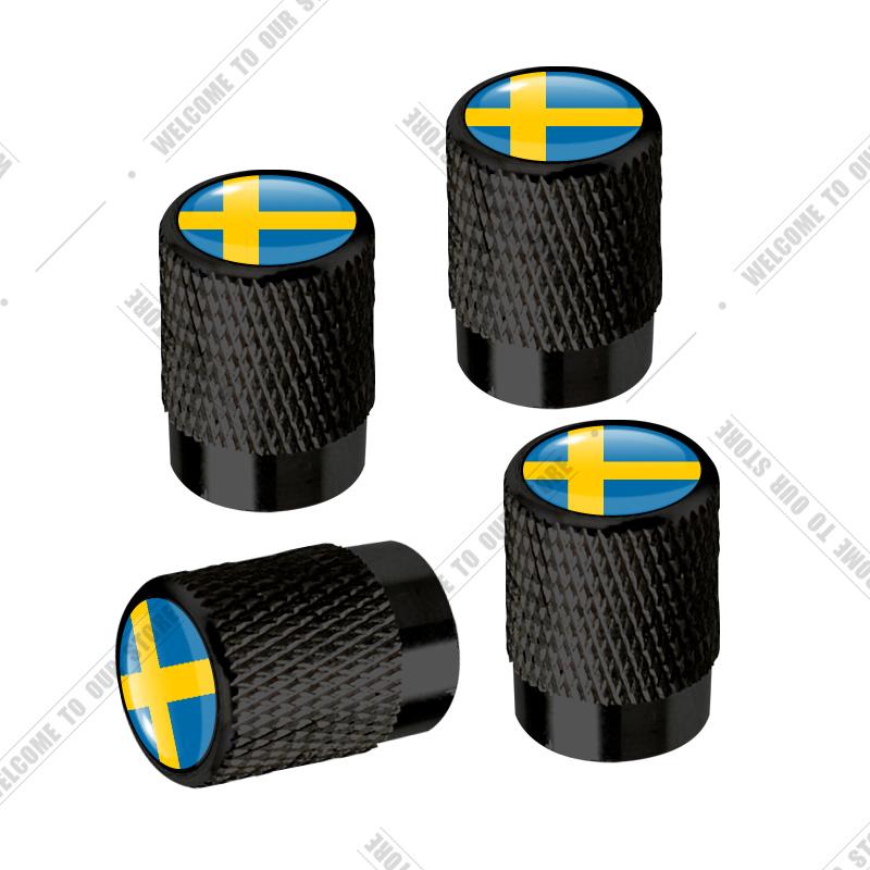 Car CNC Aluminum R Design Sweden Flag Emblem For Volvo XC40 V90 S60 S80 S90 XC60 XC90 4pcs Tire Valve Air Port Stem Cover Caps