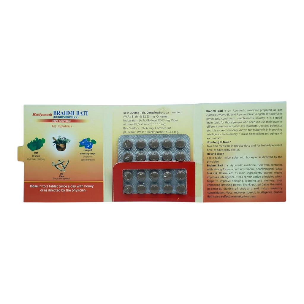 Baidyanath Asli Ayurved Jhansi Brahmi Bati 80 Tablets Pack Mental Focus Memory Support
