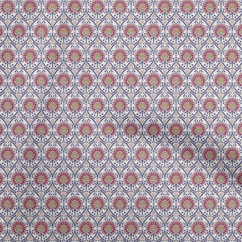 oneOone Ткань Cotton Flex Dark Magenta Asian Suzani Diy для стегания одежды, принт, ткань по ярдам 40 дюймов