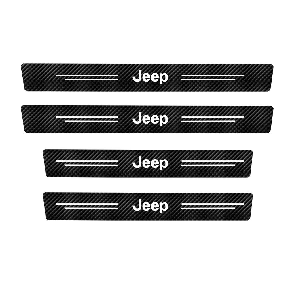 4PCS High Quality Carbon Fiber Car Door Sill Protector Anti-Scratch Sticker for Jeep Renegade Wrangler JK JL Grand Cherokee ALY1