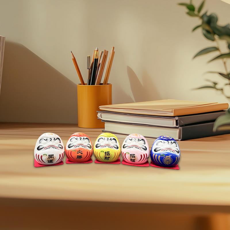 Японская керамика Кукла Дарума Мини Дарума Дзен Статуя Набор Фигурка Дарума Украшение на удачу Домашний фэн-шуй Настольное украшение