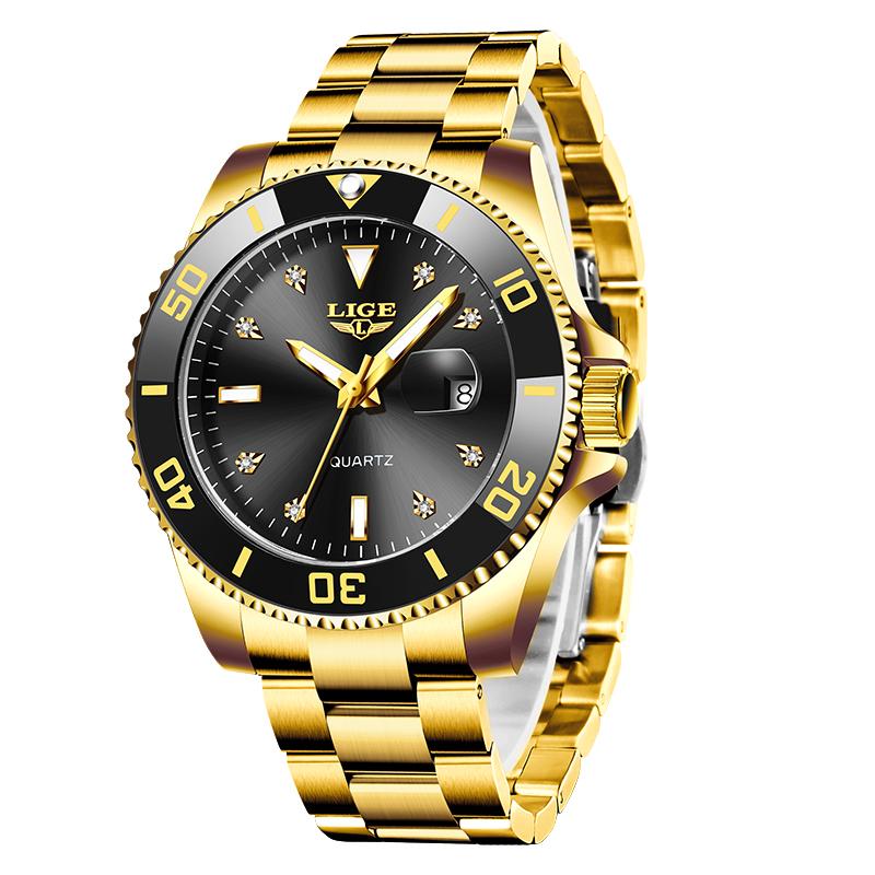 LIGE Новые лучшие брендовые роскошные мужские часы модные повседневные водонепроницаемые кварцевые часы с датой