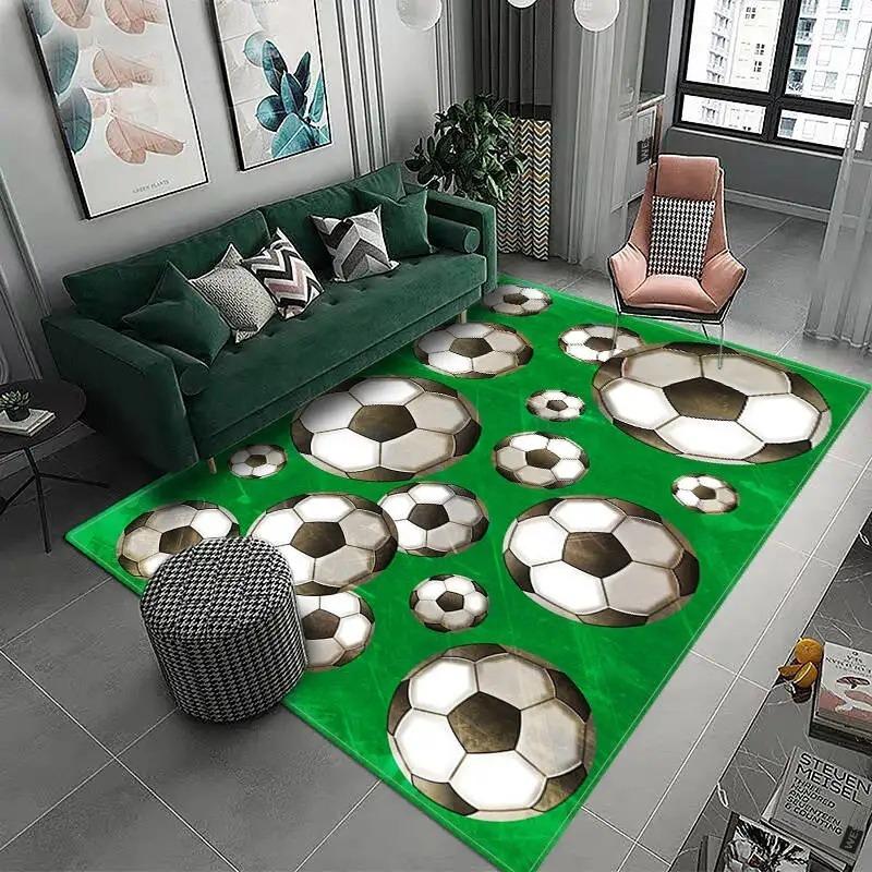 3D Football Field Carpet for Boys Room Bedroom Sofa Doormat Decor Kids Play Area Rug Carpet Non-slip Soft Floor Mat Polyester