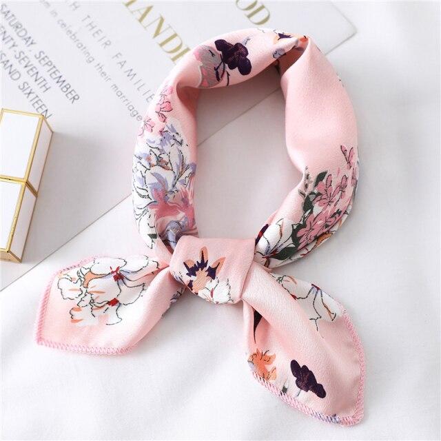 New Silk Scarf Square Women Fashion Dot Plaid Print Neckerchief Ladies Work Scarves Small Winter Foulard Bandana Hair Tie Band