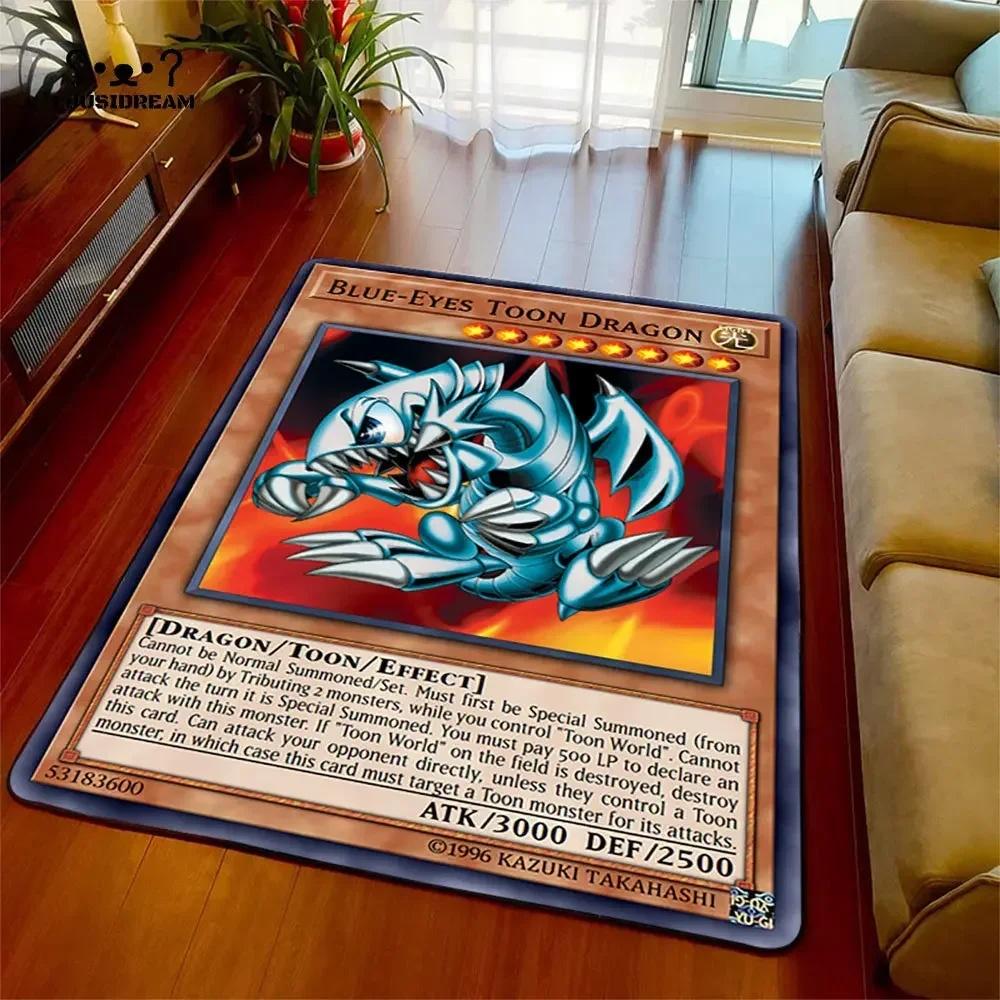 Yu-Gi-Oh Blue Eyes White Dragon Anime Carpet Cartoon Floor Mat for Living Room and Bedroom Decorative Area Rug Perfect Gift
