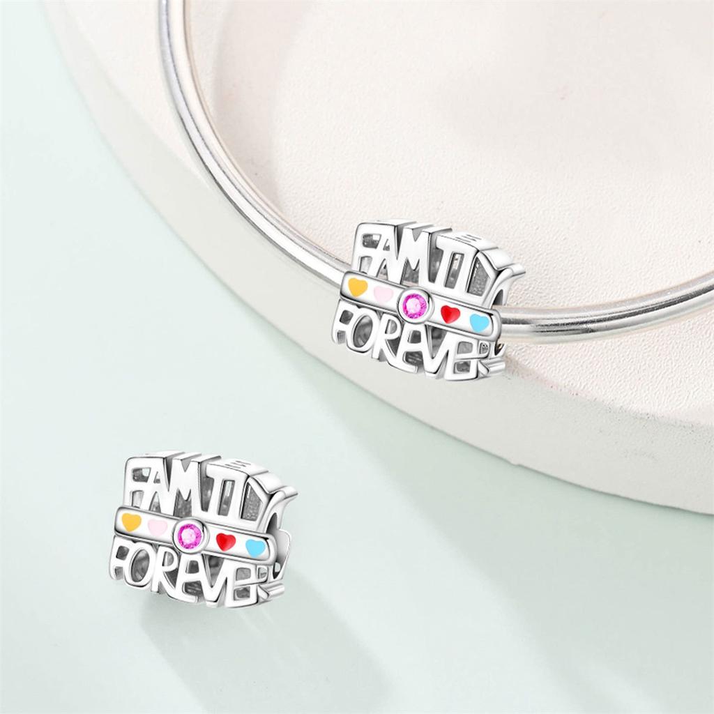 2026 Family Relatives Valentine's Day Charm Beaded Pendant DIY Jewelry Bracelet Necklace Accessories 925 Silver