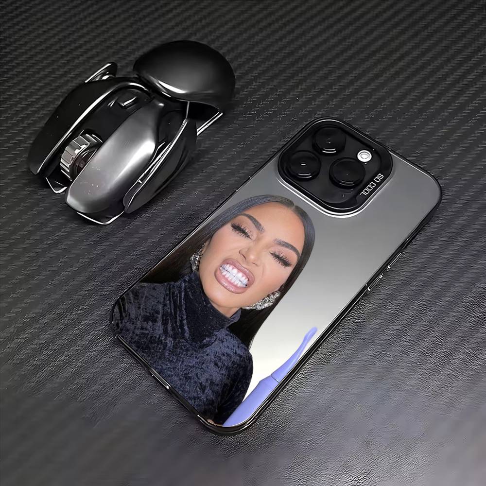 K-Kim K-Kardashian M-Memes Phone Case For iPhone17,16,15,14,13,12,11 Plus,Pro Max Colored Silver Plated Inside Cover