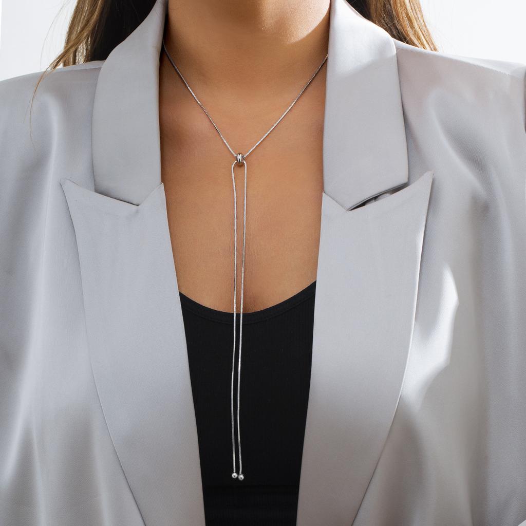 Accessories, Simple and Versatile Long Fringed Necklaces, Stylish Adjustable Metal Collarbone Chain Necklaces