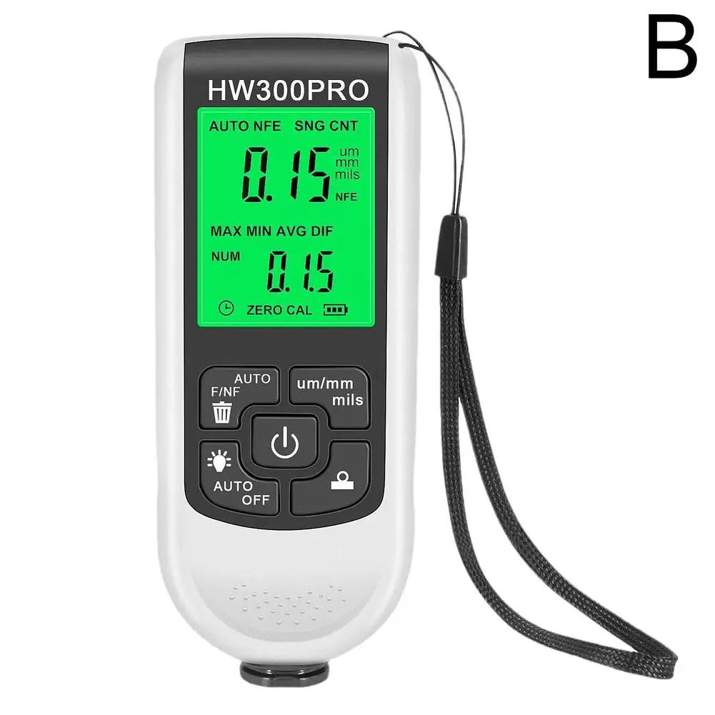 Hw300pro Автоматический толщиномер Цифровой измеритель покрытия Автомобильная краска Краска Измерение Автоматический Толщина Пленка 0,1 микрон/0-2000 Инструменты Tes N6v8