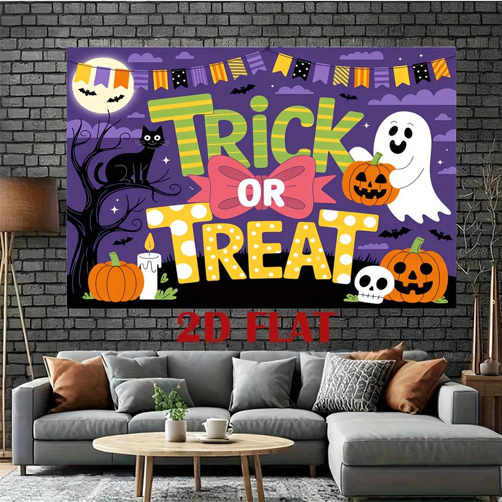 2D planar background banner, colorful "TRI OR TREAT" Halloween pattern background fabric, party decoration.XY