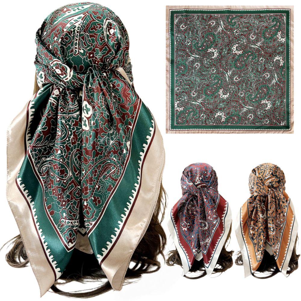 Cashew Flower Pattern Women's Headscarf Silky Smooth Middle East Shawl Arabic Square Scarf Outdoor