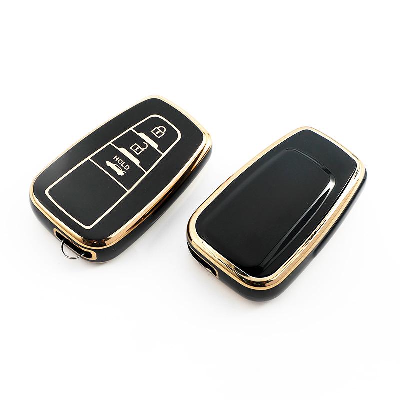 3 Buttons Gold Edge Shell Fob for Toyota Prius Camry Corolla CHR C-HR RAV4 Land Cruiser Prado TPU Car Key Case Cover Accessories