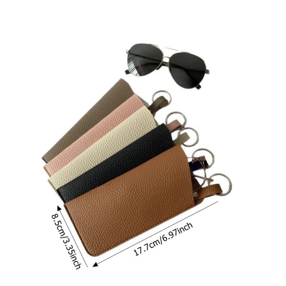 with Keyring Sunglasses Pouch PU Leather SunGlasses Holder Hanging Sunglasses  Eyewear Accessories