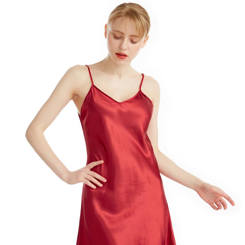 Подтяжки женские летние однотонные корейские элегантные классические базовые тонкие шелковые платья с v-образным вырезом и мини-платьем ночная рубашка шикарная