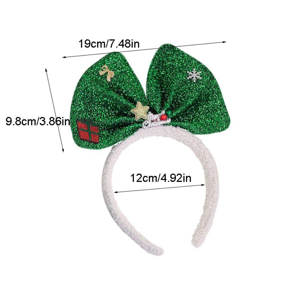 Non-slip Bowknot Hair Hoop Plush Christmas Headband Trendy Christmas Hairband Ladies