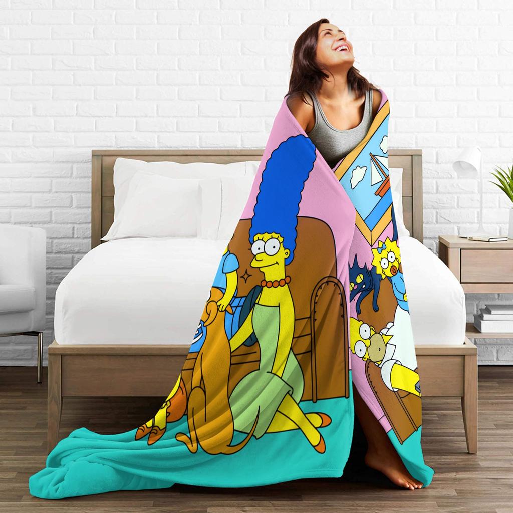 Blanket The S-Simpsons Travel Office Flannel Bedding Throws For Couch Chair Super Warm Design Bedspread Birthday Present