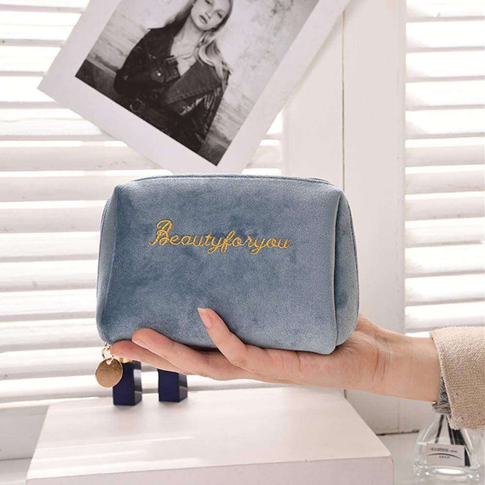 Portable Zipper Simple Velvet Makeup Bags Cosmetic Bags Lipstick Pouch Handbags
