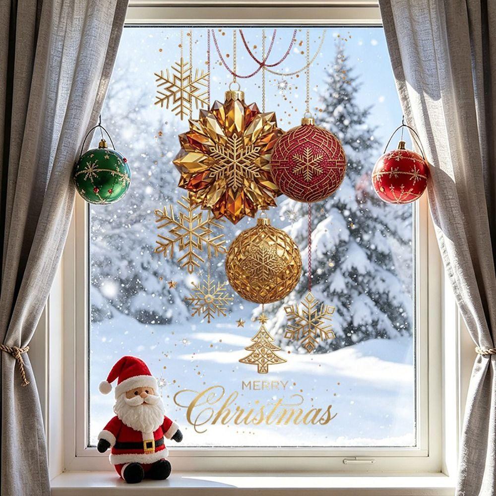 Removable Xmas Static Cling Sticker PVC Festive Window Decals  Living Room Decoration