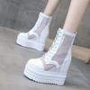 Women Summer Boots Genuine Leather 2025 New Mesh Women Cool Boots 12cm Height Platform Women's Ankle Boots