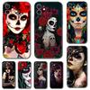 Pink Girl Skull Phone Case for Iphone 5 5s 2020se 6 6s 7 8 Plus X 10 XR XS 11 12 13 Mini Pro MAX Black Tpu Back Cover