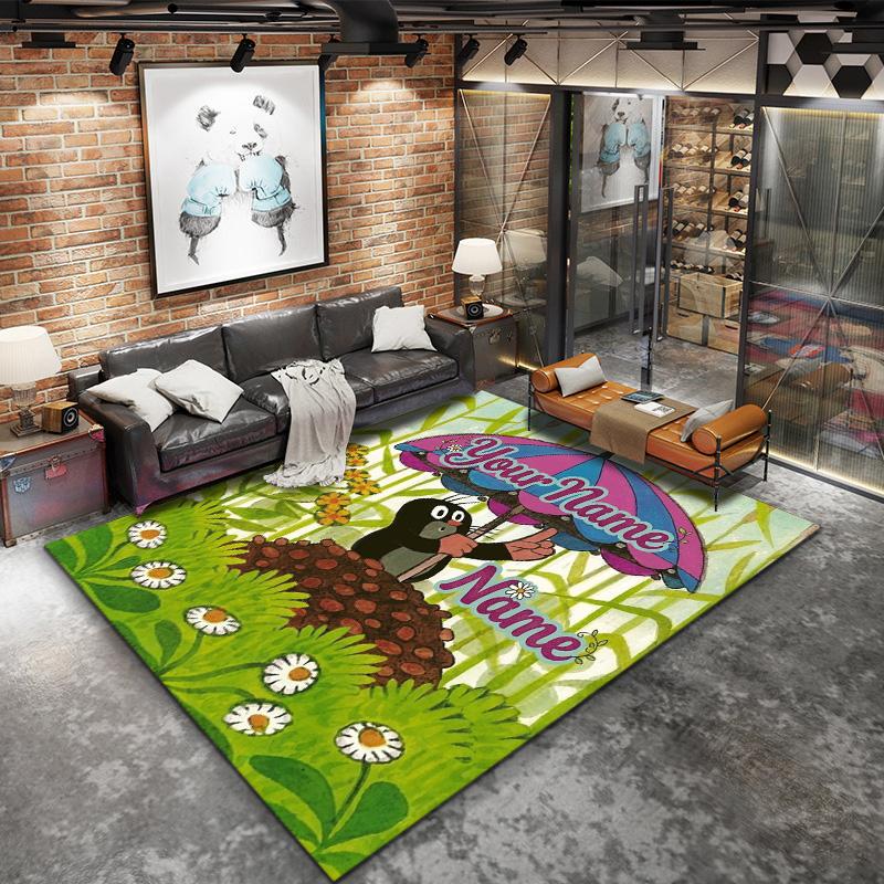 Animal Friends Garden Custom Name Carpet Rug For Living Room Bedroom Home Sofa Decoration Kids Play Nonslip Floor Mat
