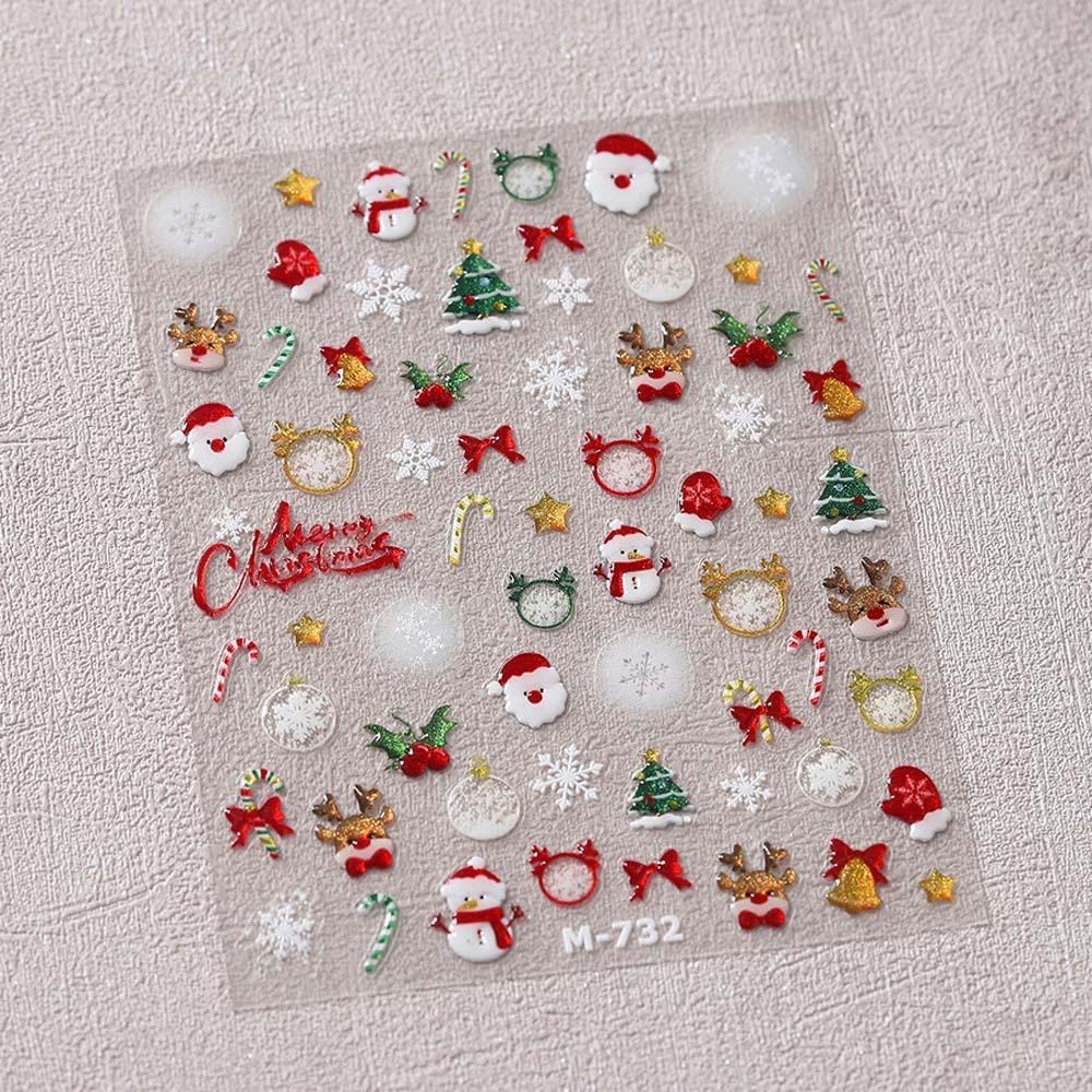 Cartoon Christmas Nail Decals Santa Claus Xmas Nail Decorations Christmas Nail Stickers  Winter