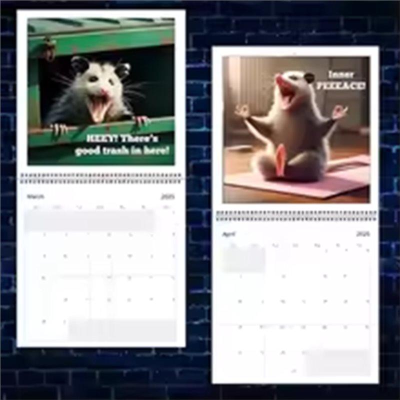 Шуточный подарок 2026 Календарь 'Кричащие опоссумы' Январь - Декабрь Полноцветные ежемесячные страницы 2 шт. Для любителей животных Плотный