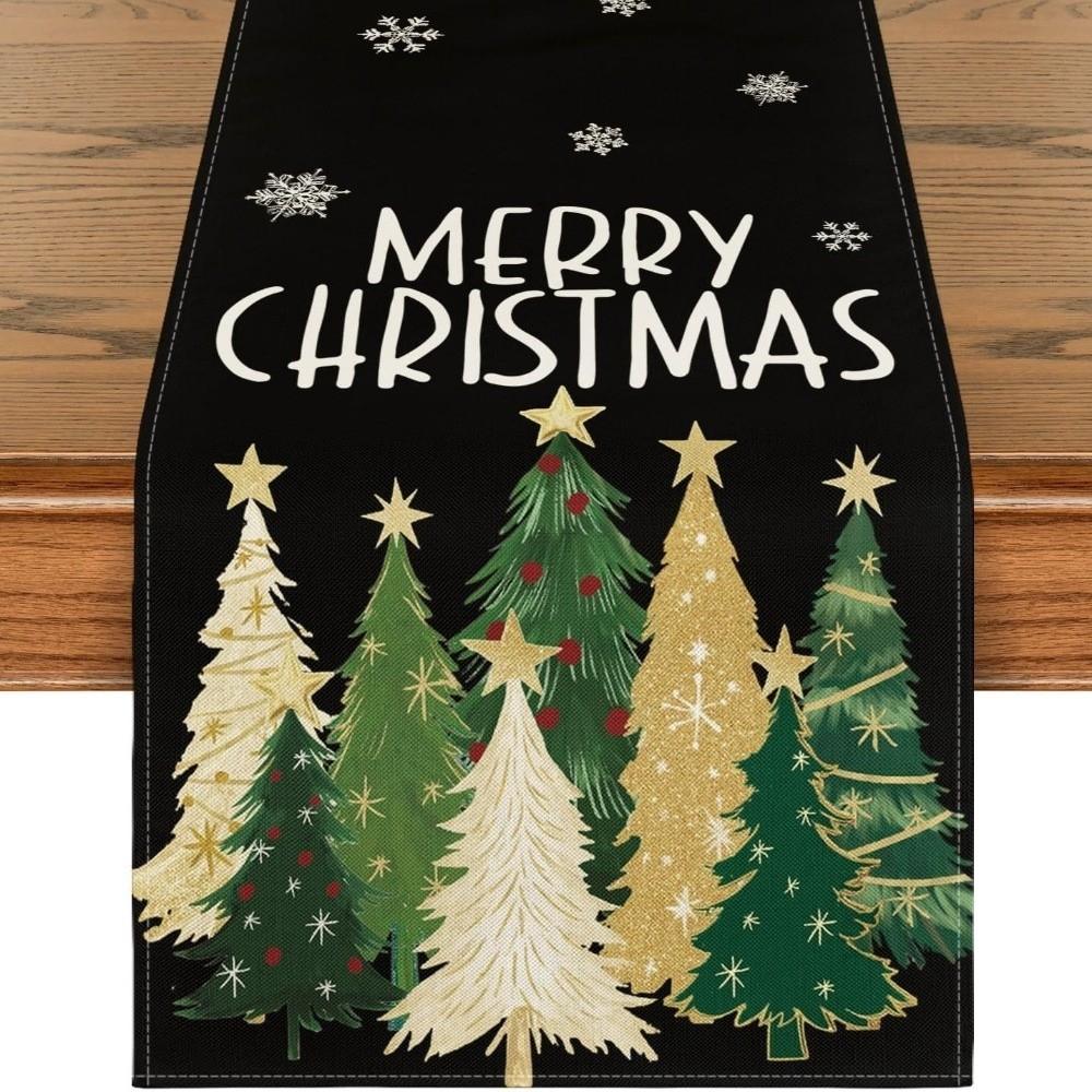 Snowflake Christmas Table Flag Christmas Tree Xmas Tablecloth Christmas Table Runner Dining Table
