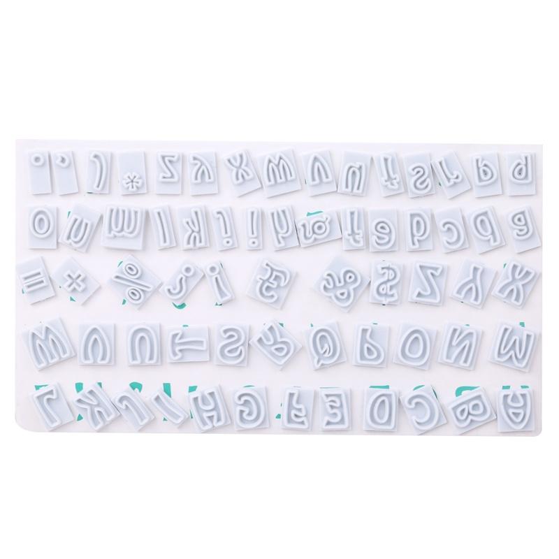 64Pcs/Set Fondant Cutter Cake Tool Plastic Mold 64 Characters Alphabet Letters Set Cookie Cutters